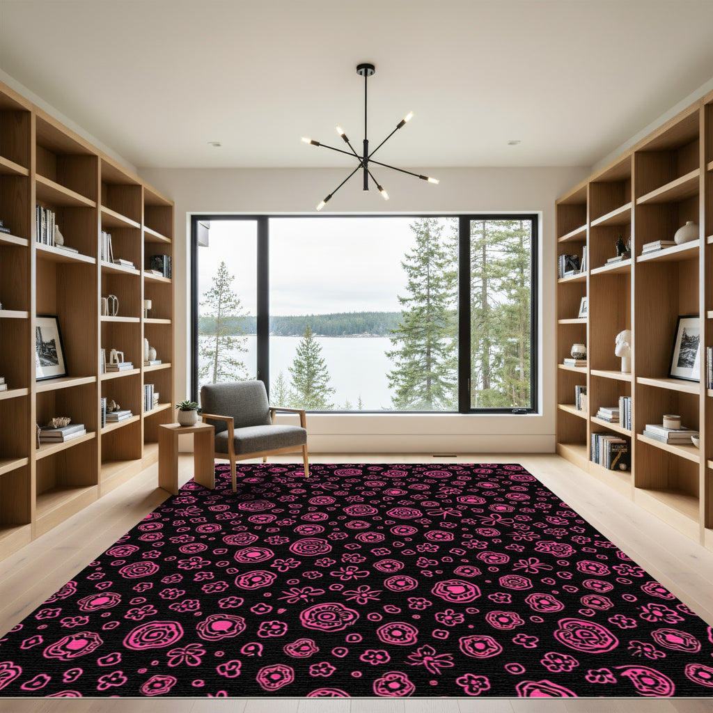 Hot Pink Floral Scatter Rug