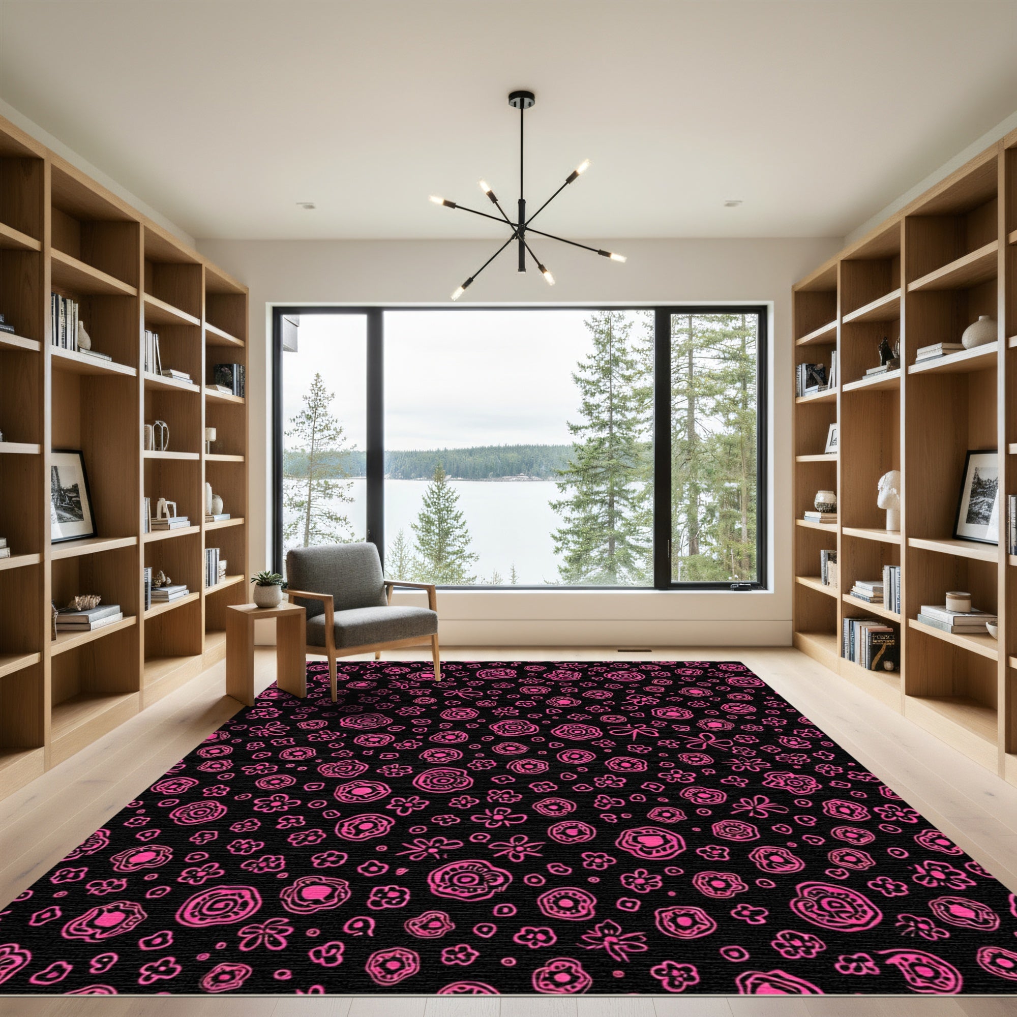 Hot Pink Floral Scatter Rug
