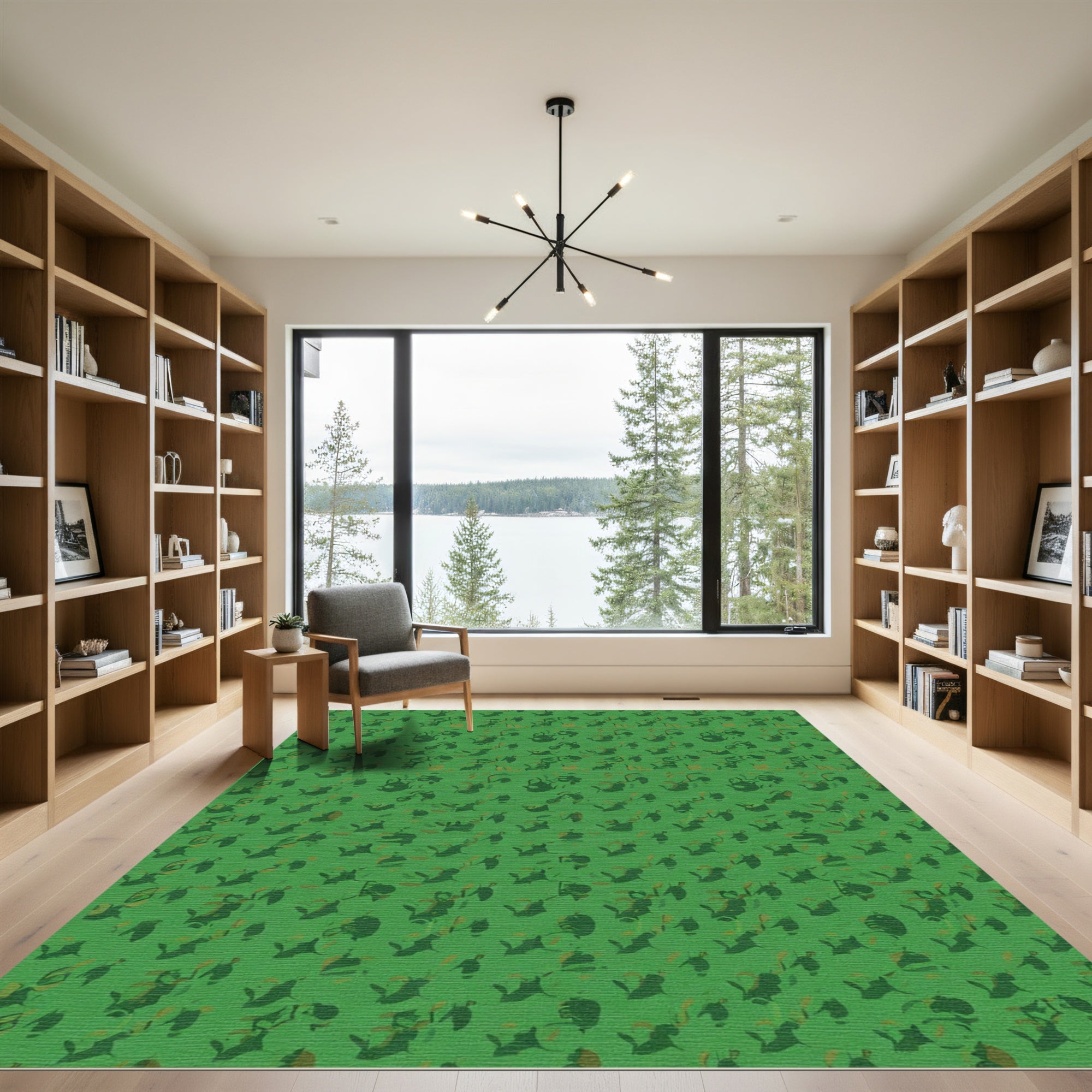 Deep Forest Organic Abstract Medallion Rug