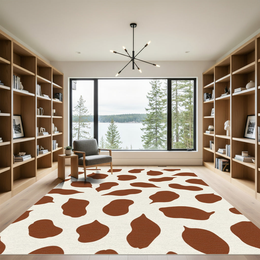 Brown White Irregular Spots Rug