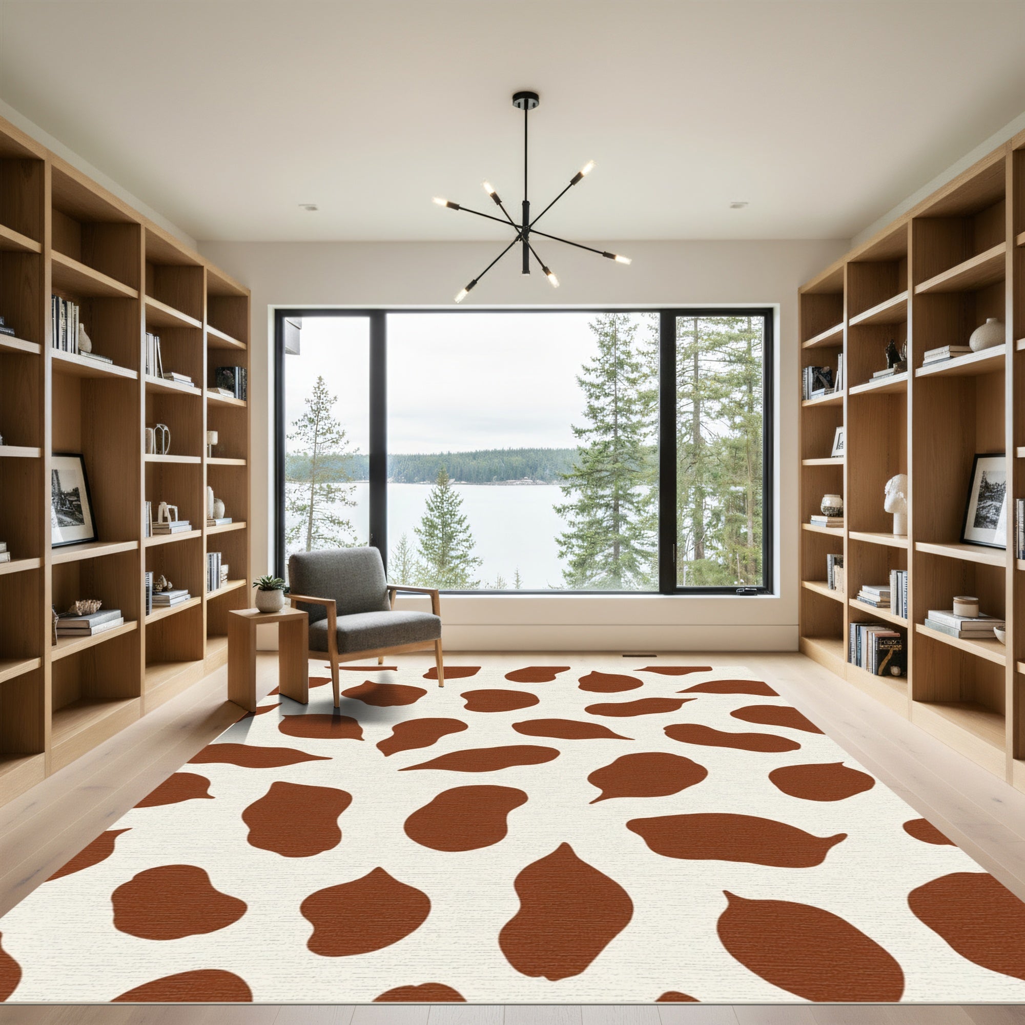 Brown White Irregular Spots Rug