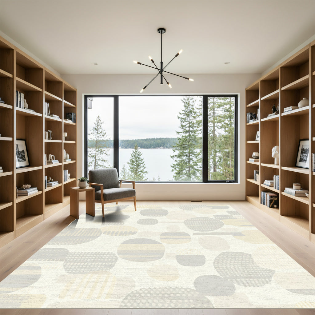 Soft Abstract Pebble And Stripe Rug
