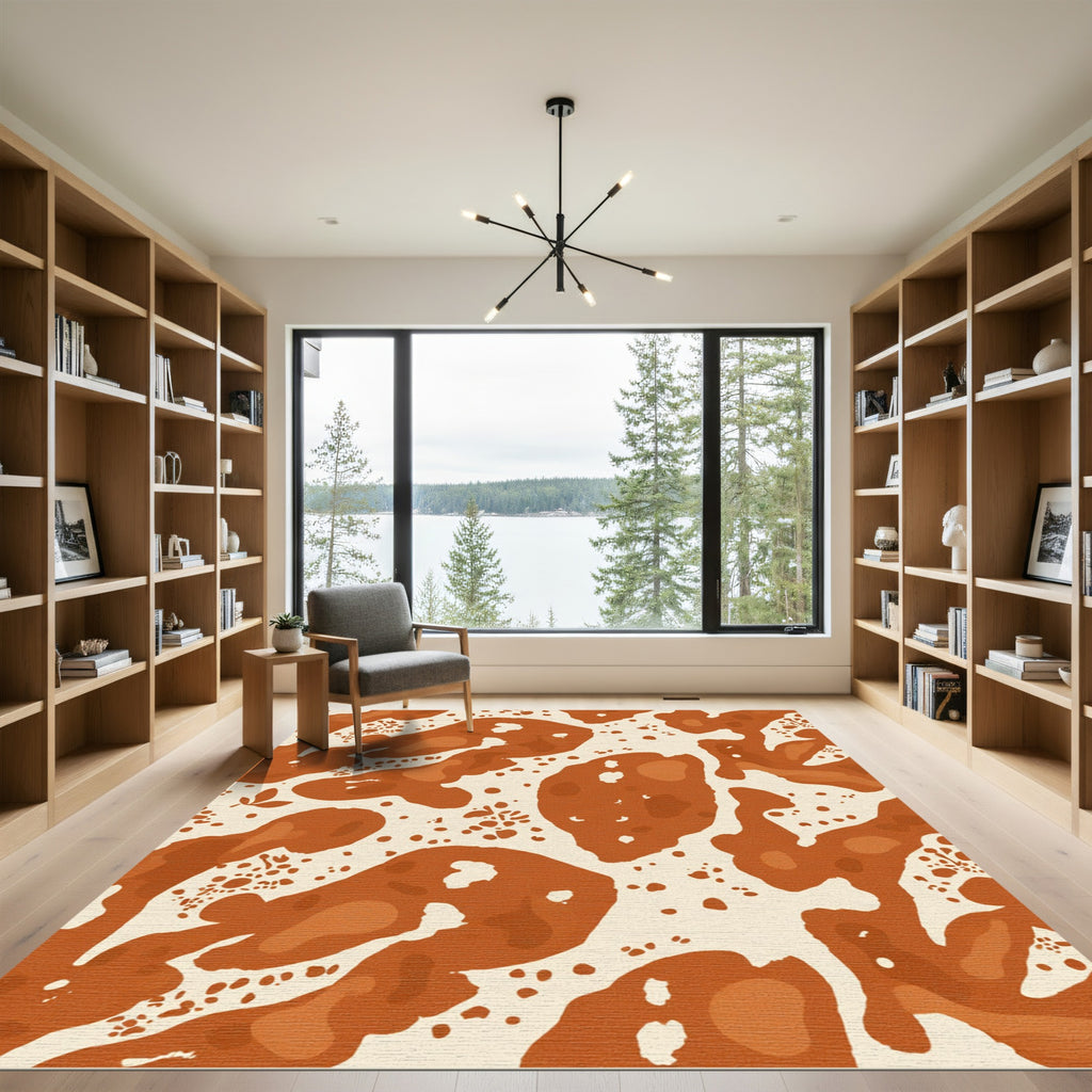Terra Cotta Organic Blob Shapes Rug