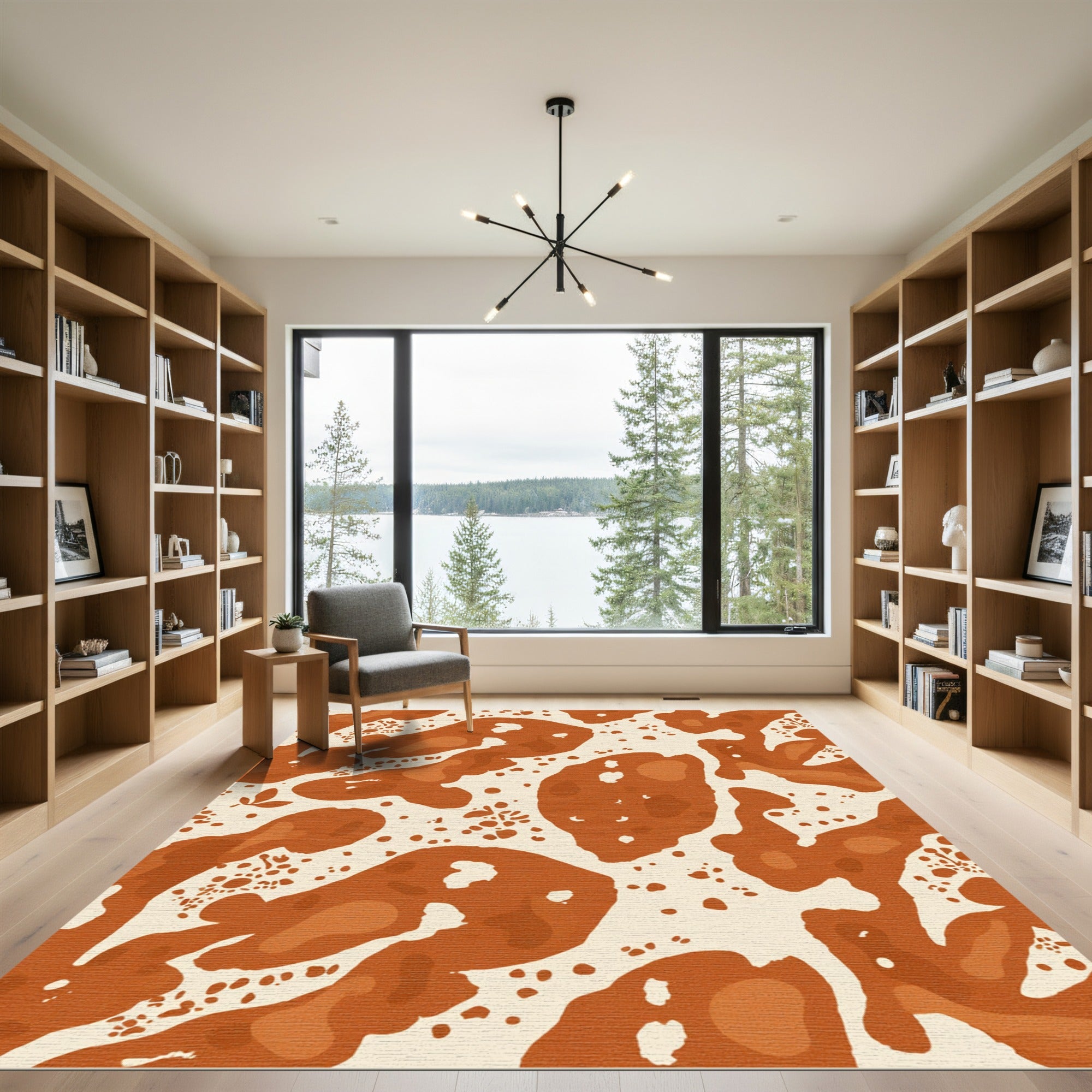 Terra Cotta Organic Blob Shapes Rug