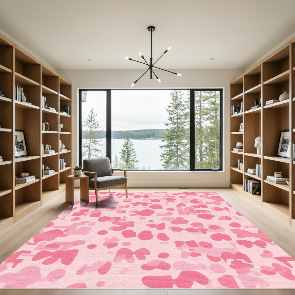 Soft Pink Blotchy Organic Shapes Rug