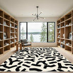 Black Abstract Organic Brushstroke Rug