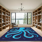 Aqua Octopus Swirls Ocean Rug