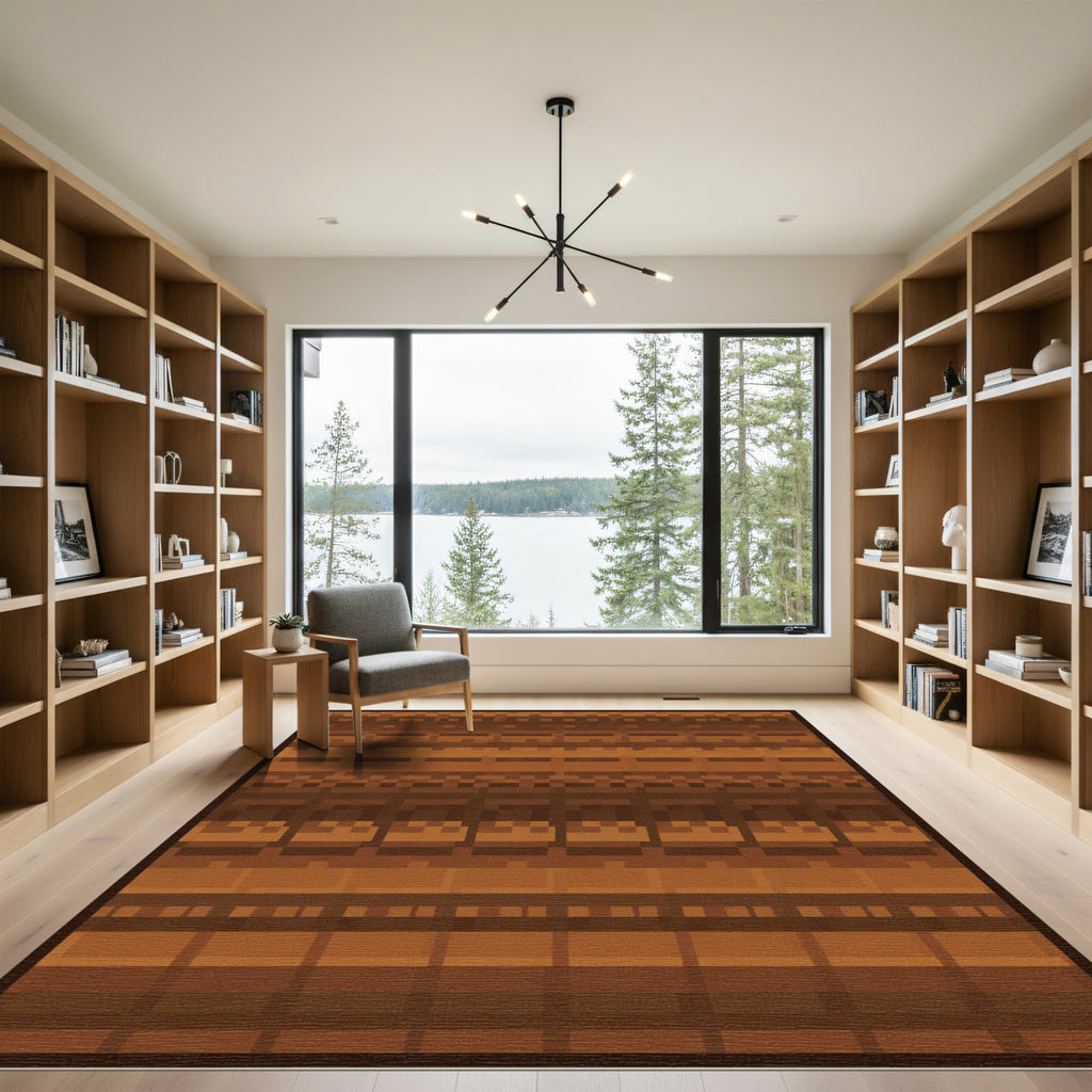 Earthy Tones Horizontal Brick Stripe Rug