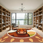Earthy Brown Cow Portrait Border Rug