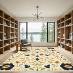 Cream Floral Insect Garden Botanical Rug