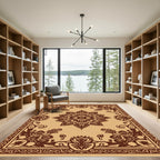Rich Brown Floral Star Medallion Rug