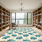 Teal Turtle Swirl Pattern Rug
