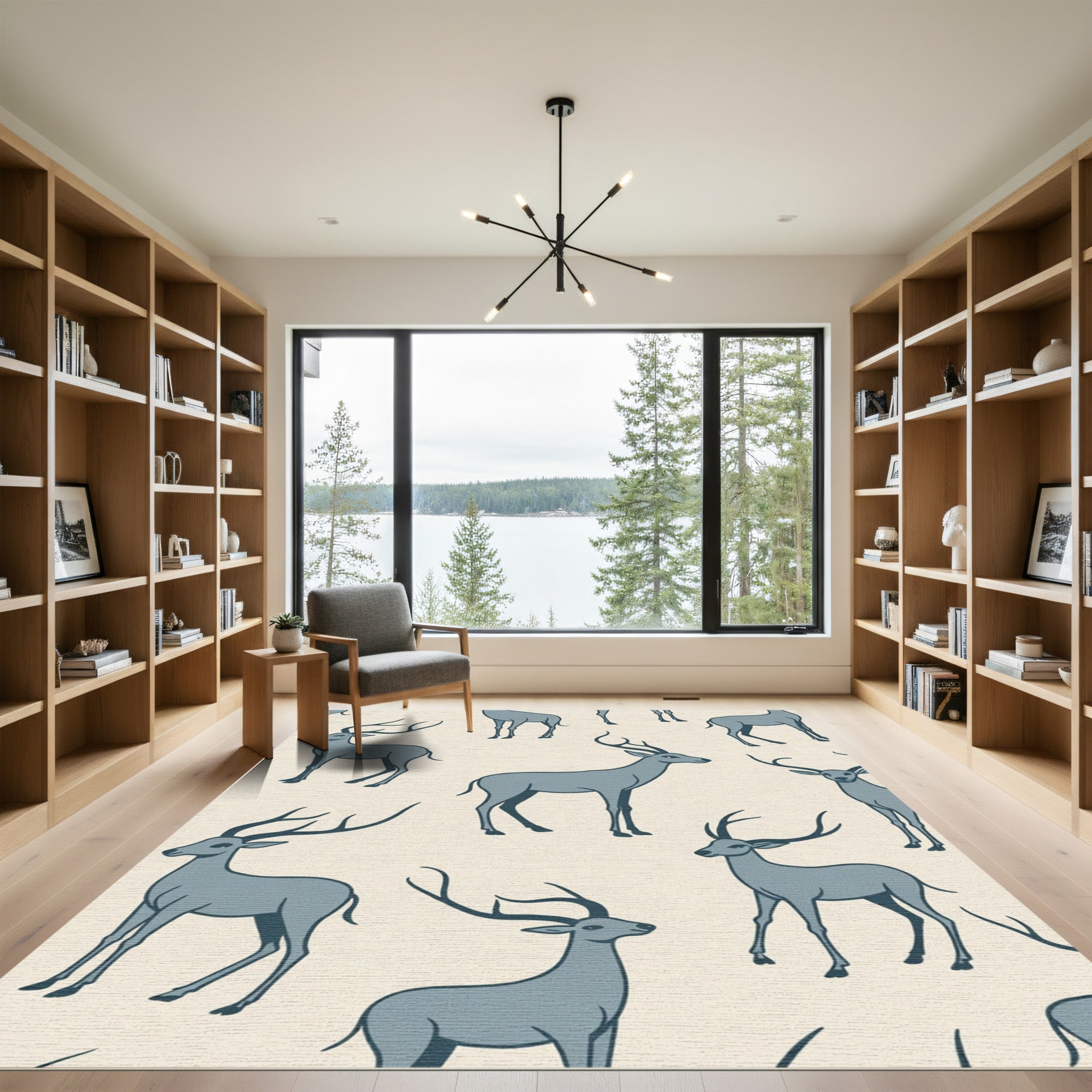 Slate Gray Antelope Scenic Repeat Rug