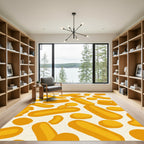 Gold Rounded Rectangles Abstract Composition Rug