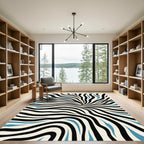 Abstract Black White Blue Swirl Rug