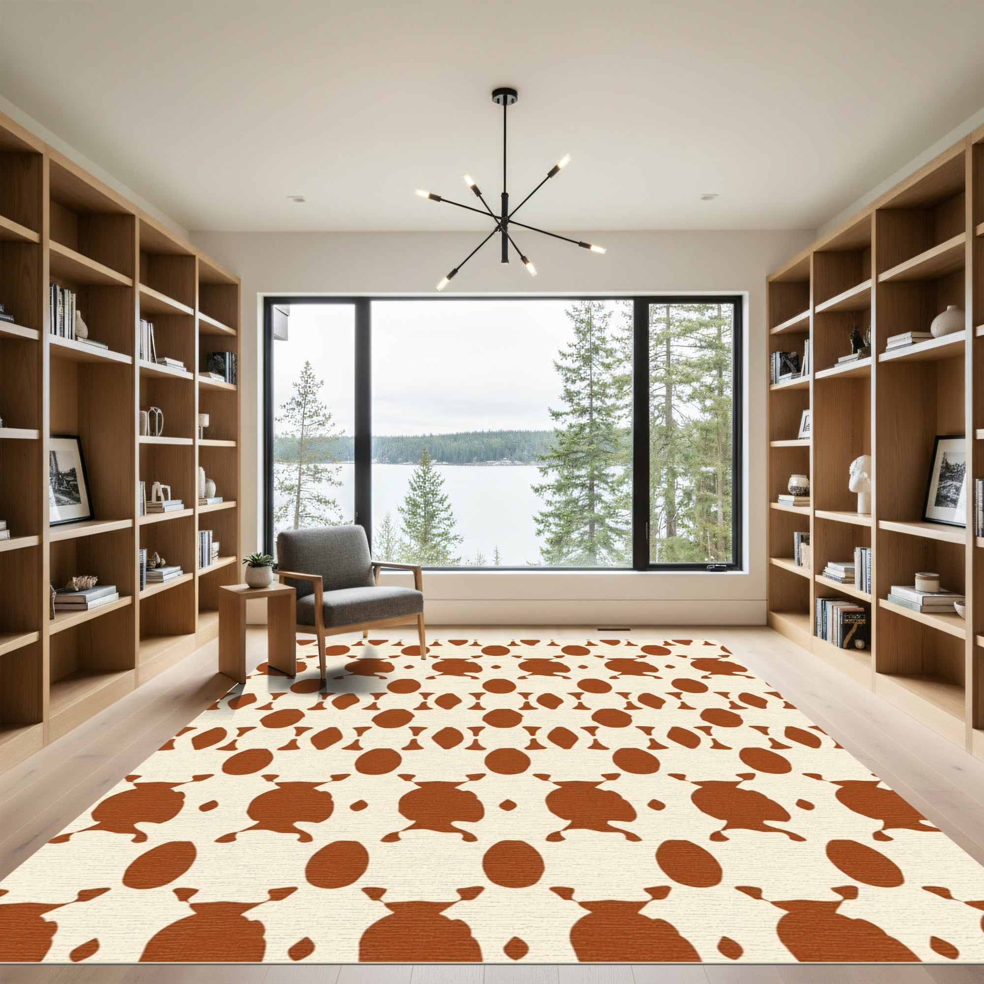 Brown Cream Organic Shape Repeat Rug