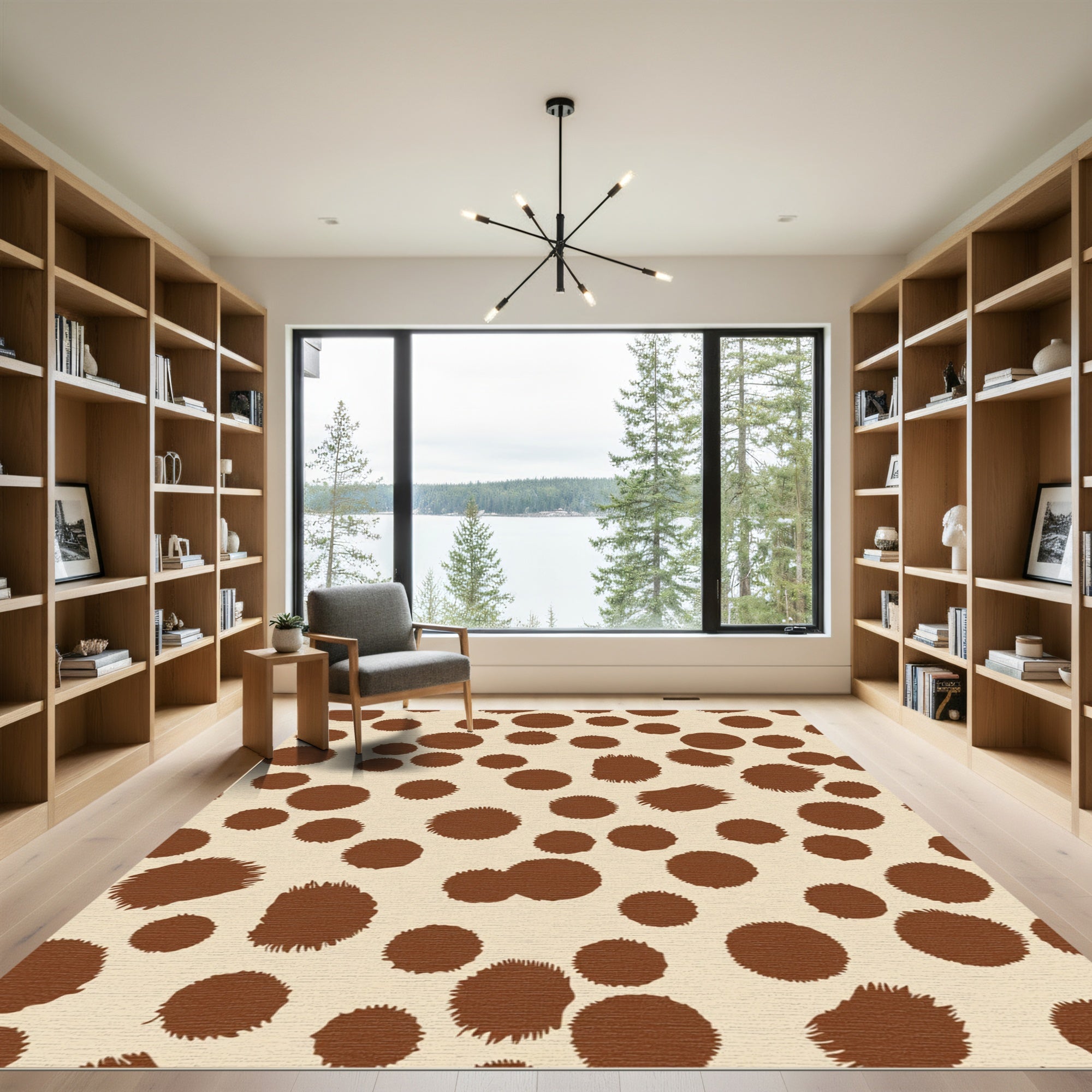 Brown Polka Dot Scattered Texture Rug
