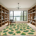 Green Leafy Branch Background Rug