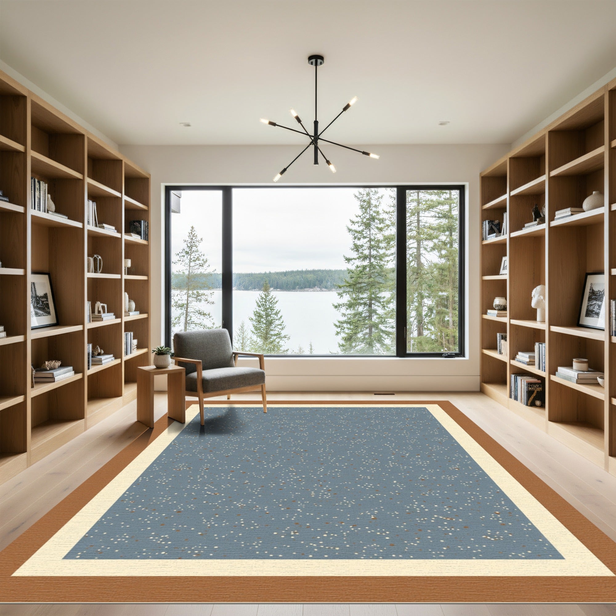 Subtle Blue Speckled Abstract Texture Rug