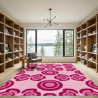 Fuchsia Abstract Flower Concentric Circle Rug