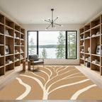 Tan Abstract Organic Branch Rug