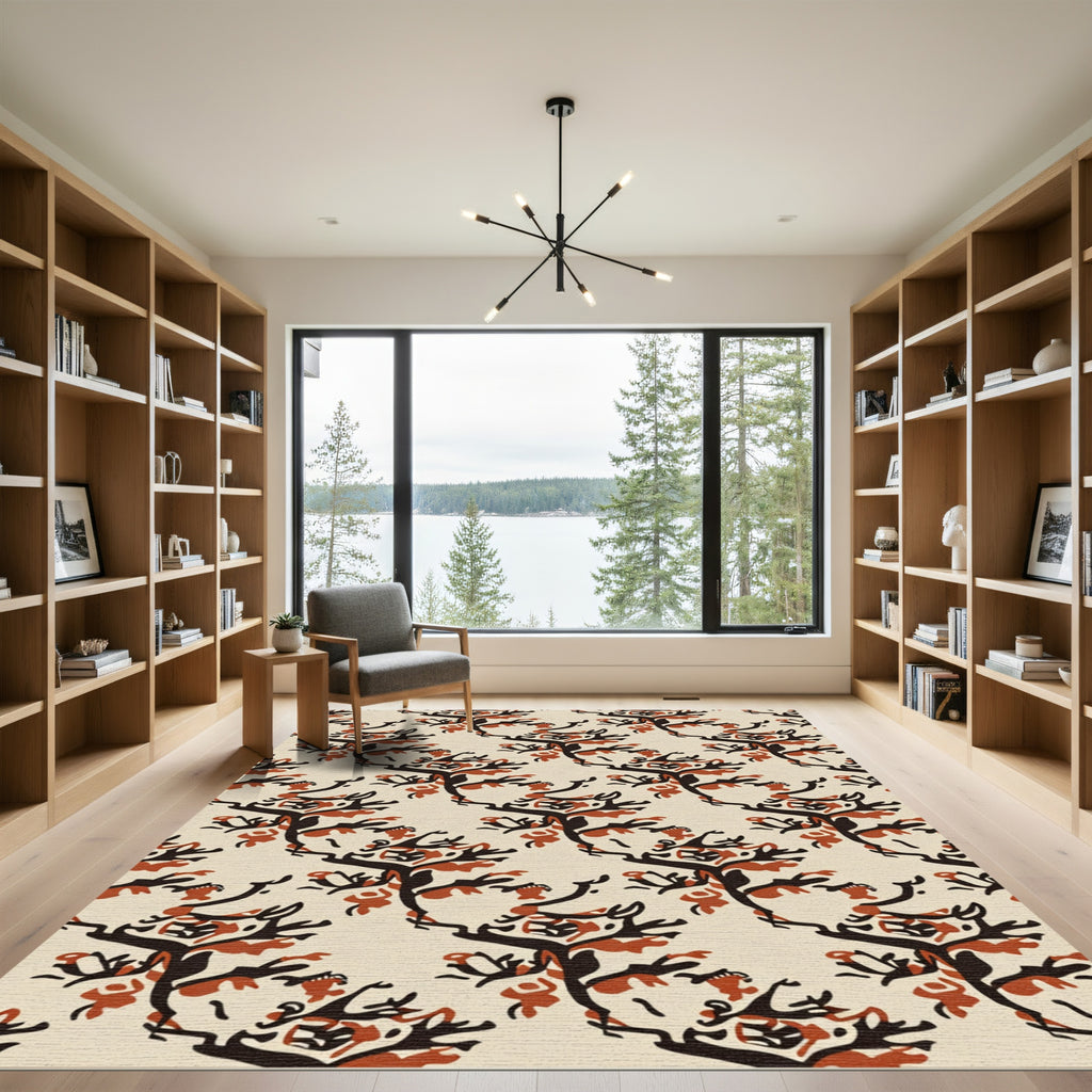 Rustic Sepia Branch Tree Harmony Rug