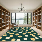 Deep Teal Scattered Ochre Circles Rug