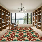 Crimson Pine Tree Symmetry Rug