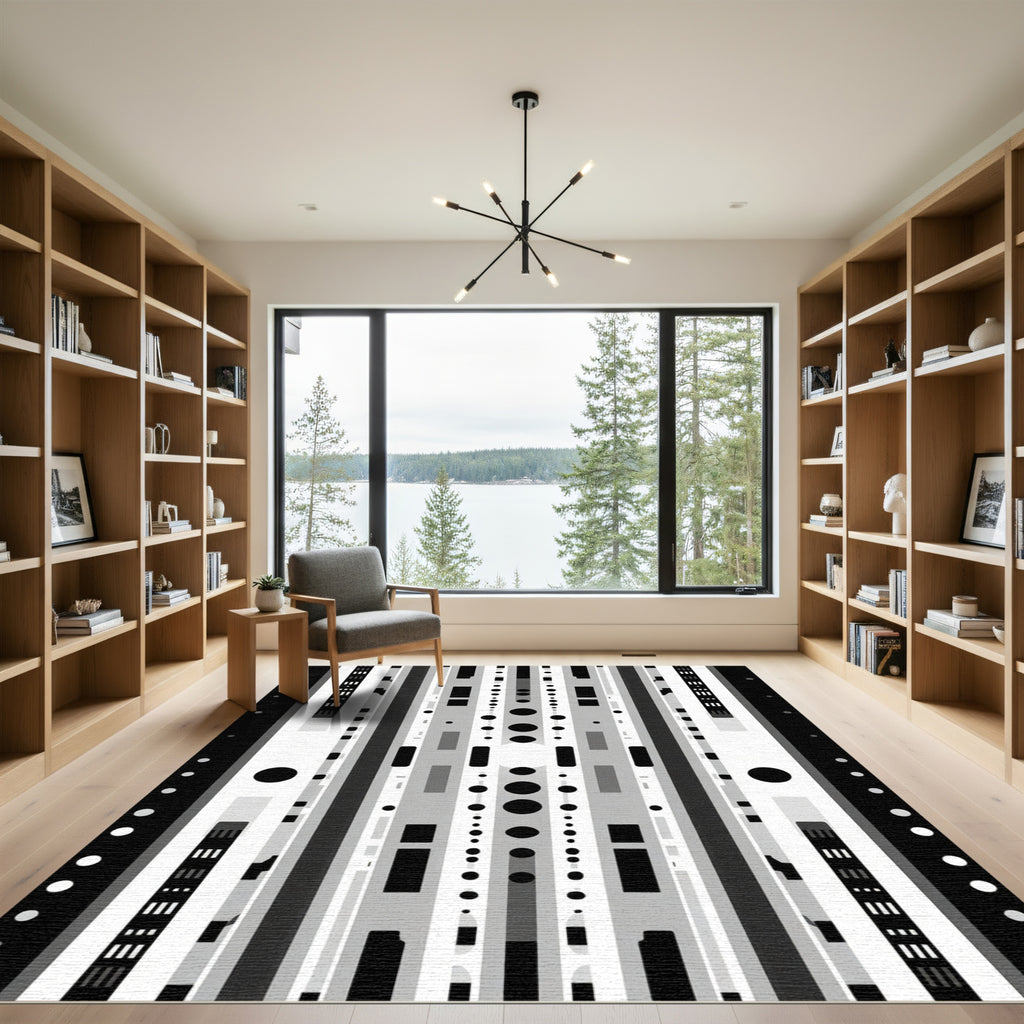 Monochromatic Abstract Geometric Stripes Rug