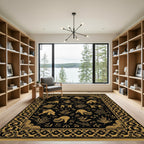 Golden Feline Flora Ornate Border Rug