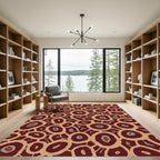 Crimson Teal Abstract Organic Circles Rug