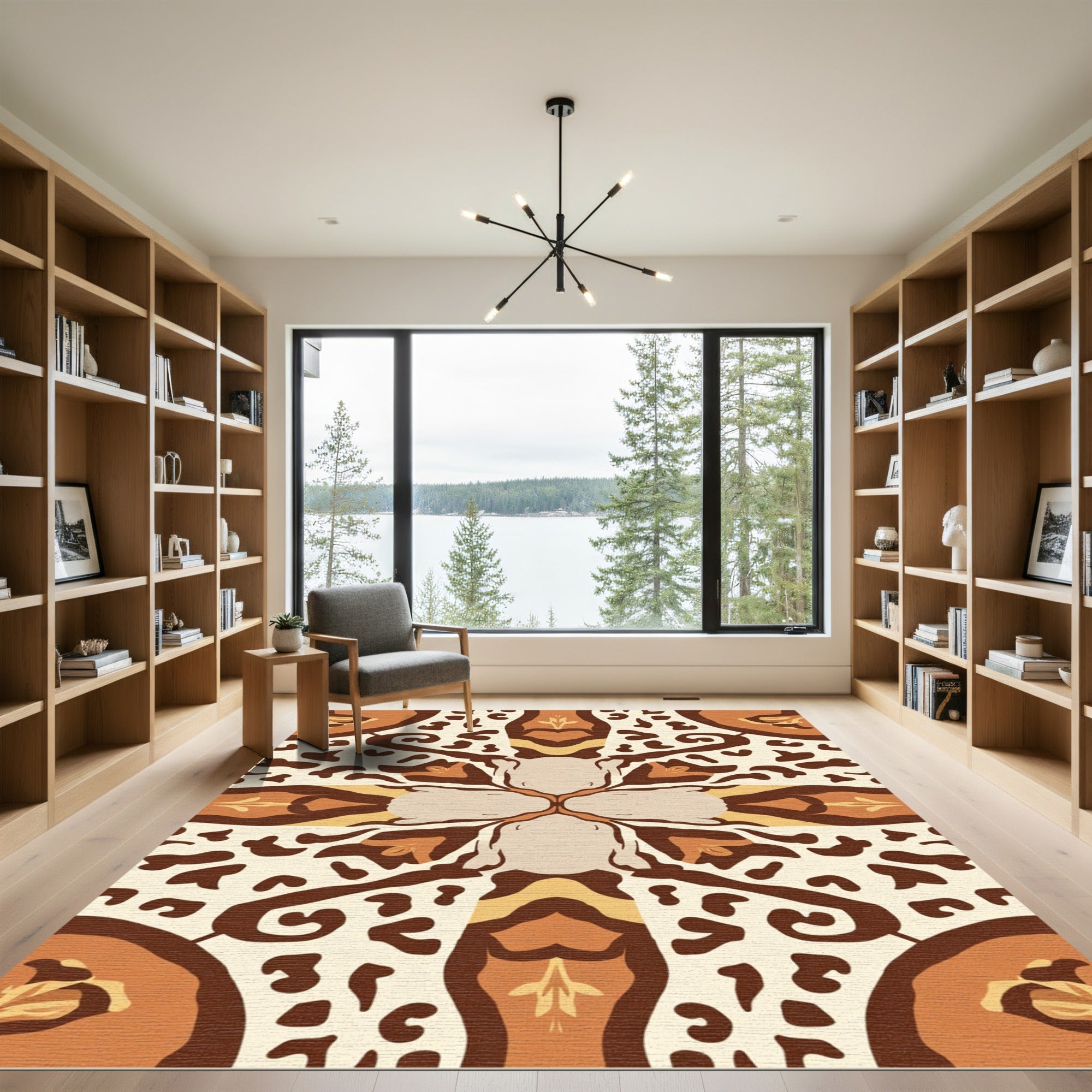 Earthy Leopard Print Mandala Rug