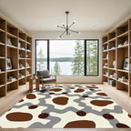Cream Brown Polka Dot Wave Rug
