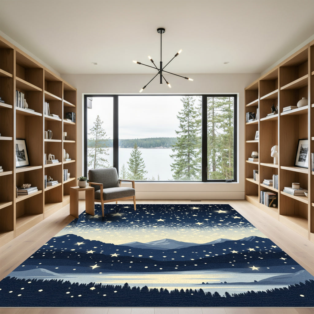 Celestial Night Landscape Starry Rug