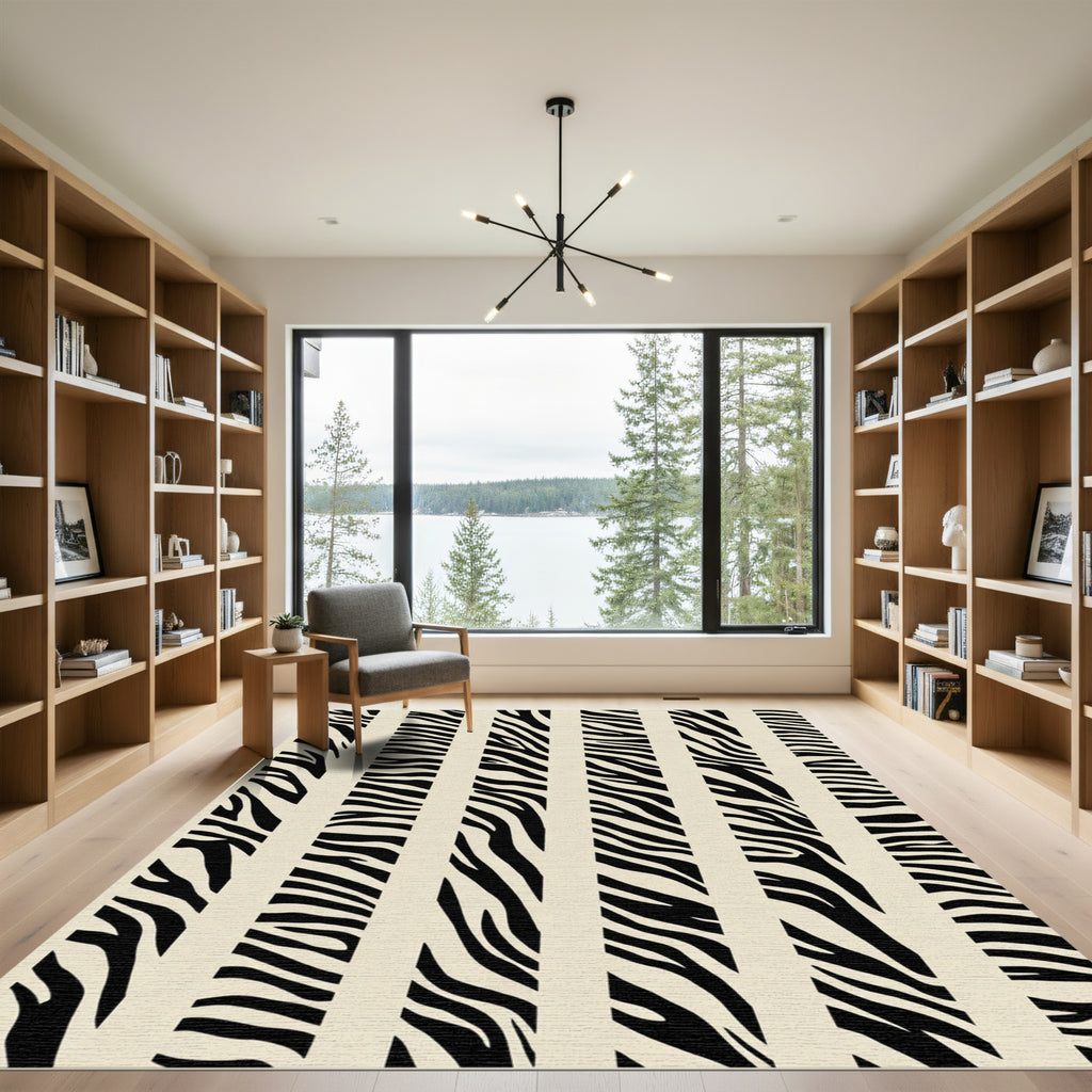 Monochrome Wild Animal Stripes Accent Rug