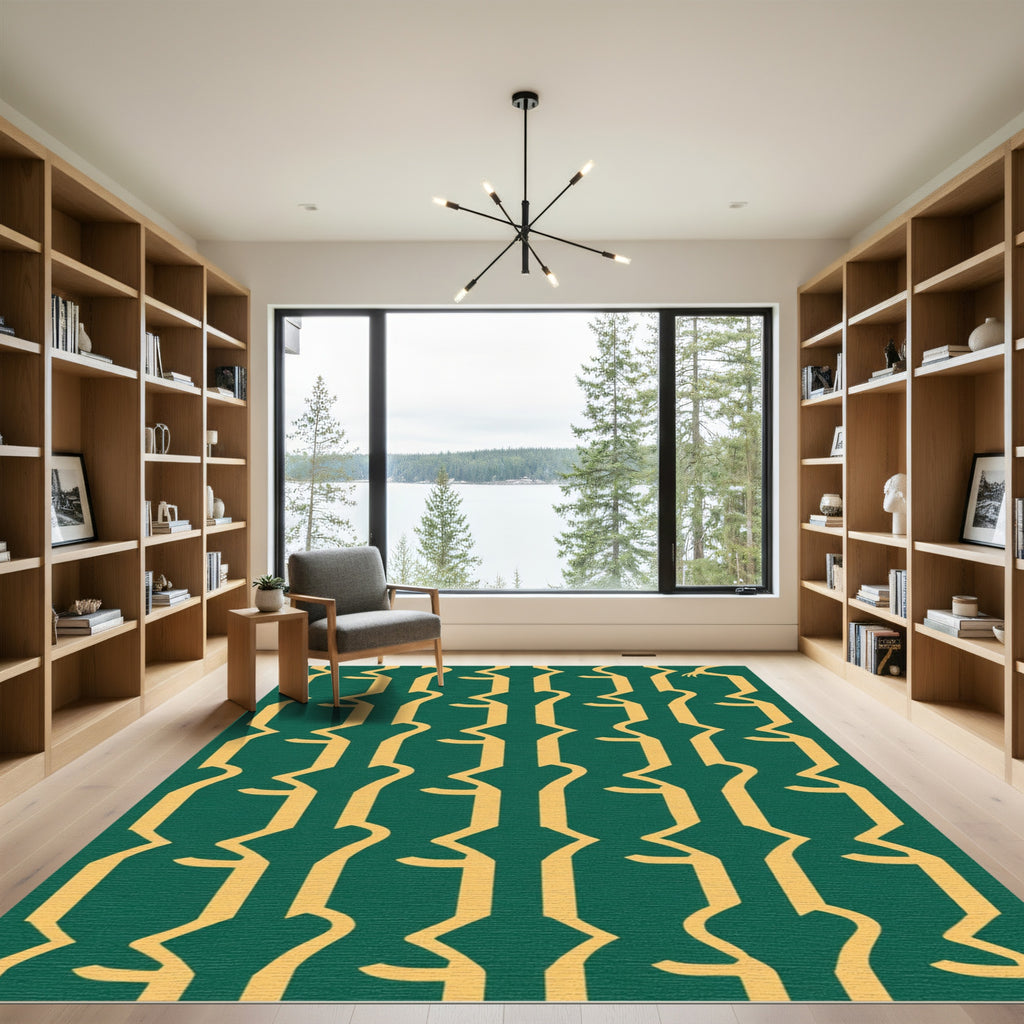 Emerald Gold Art Deco Columns Rug