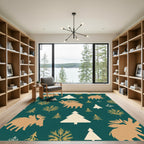Golden Moose Evergreen Forest Scatter Rug