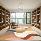 Abstract Terracotta Blush Wave Rug