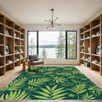 Emerald Green Tropical Foliage Rug