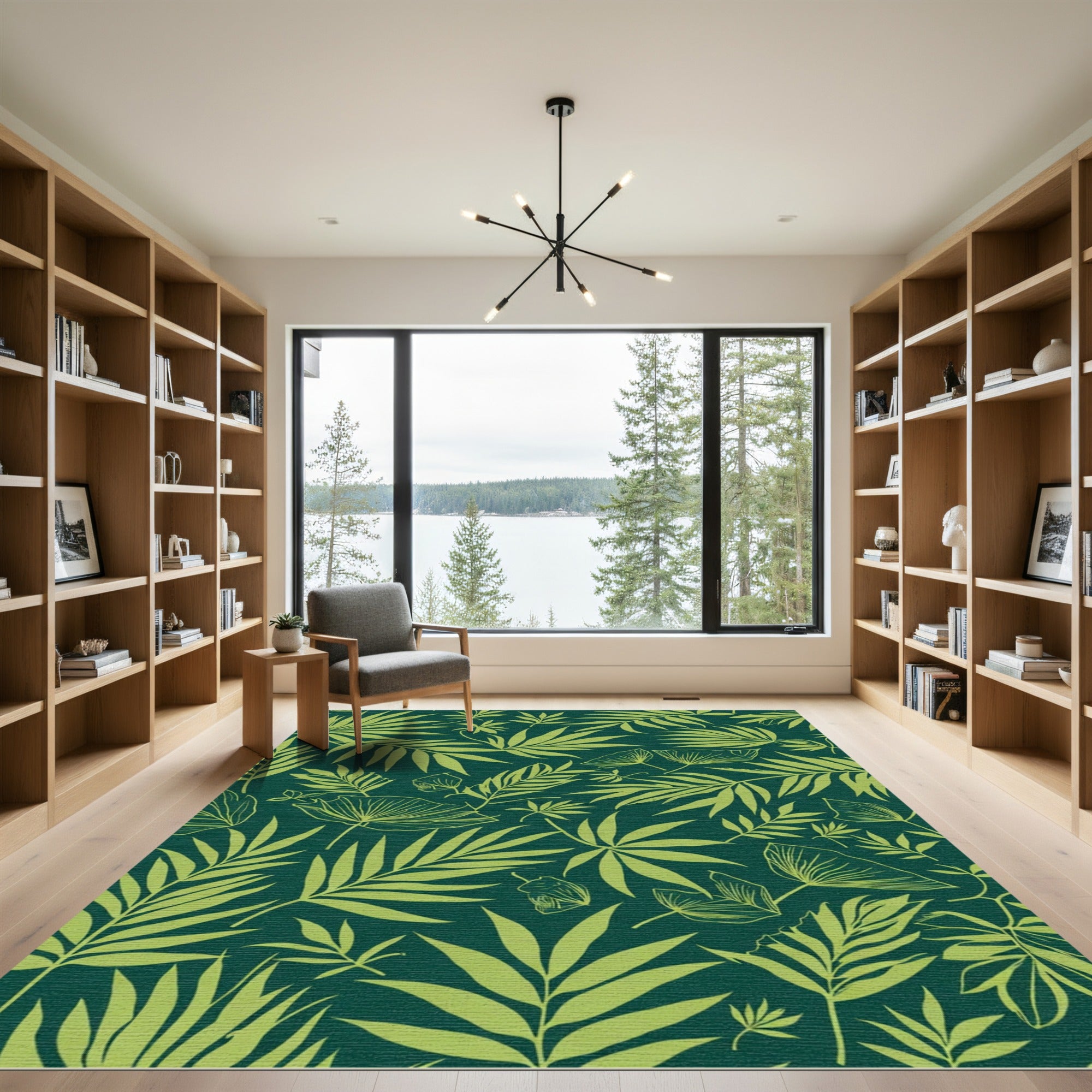 Emerald Green Tropical Foliage Rug
