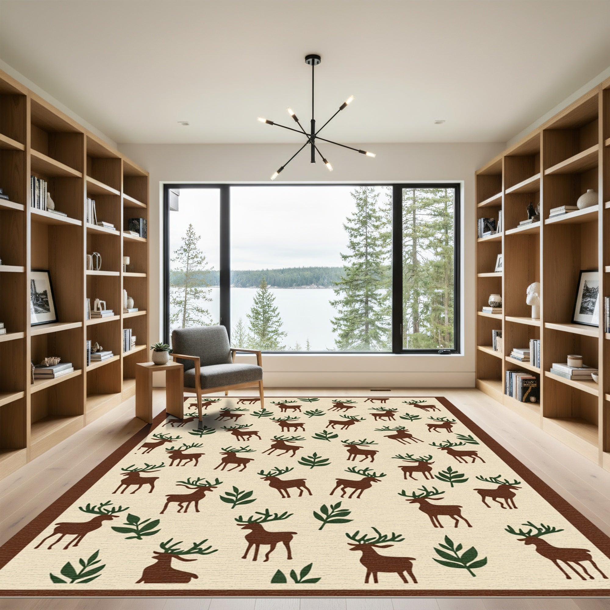 Brown Deer Forest Woodland Nature Rug