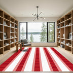 Bold Red Geometric Stripe Rug