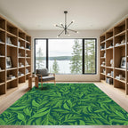 Lush Green Foliage Swirl Rug