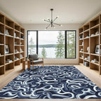 Oceanic Swirl Abstract Navy Rug