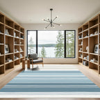 Soft Striped Blue and Taupe Lines Rug