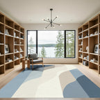 Abstract Blue Beige Wave Forms Rug