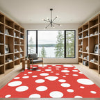 Bright Red White Polka Dot Scatter Rug