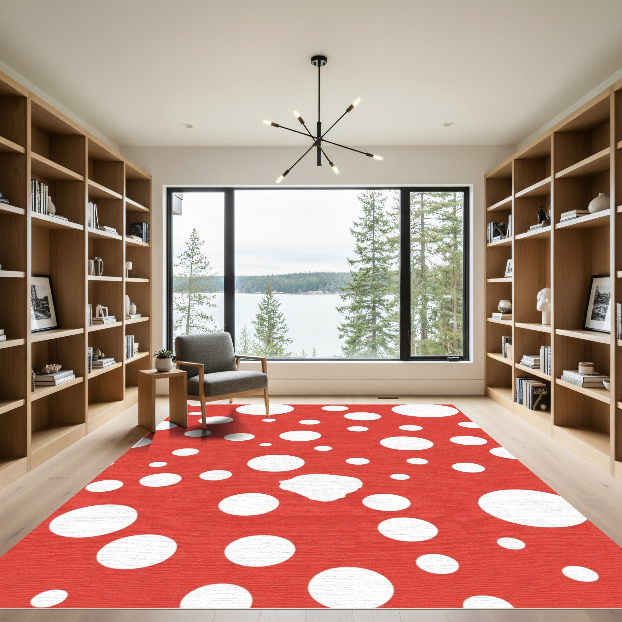 Bright Red White Polka Dot Scatter Rug