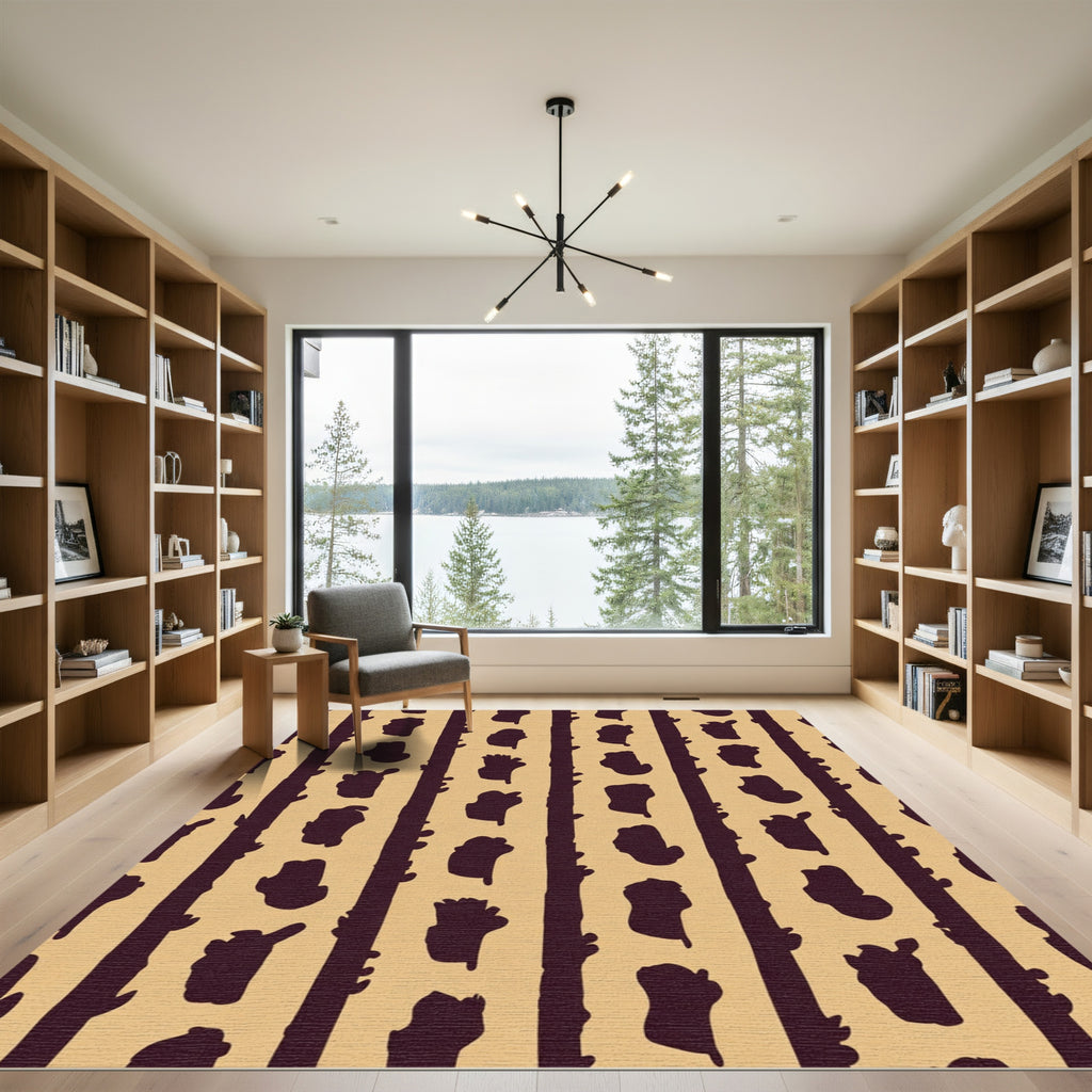 Deep Ochre Vertical Organic Shapes Rug