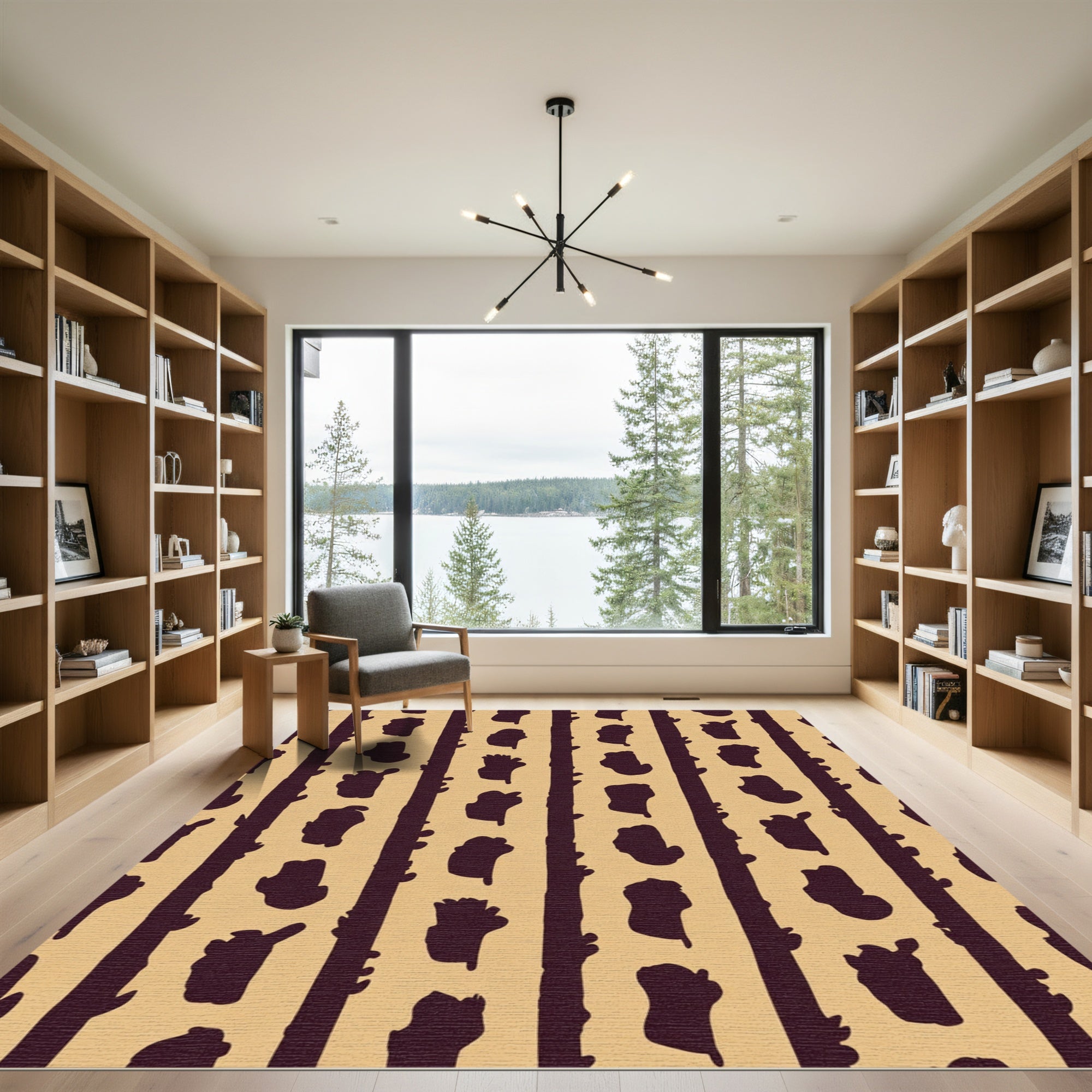 Deep Ochre Vertical Organic Shapes Rug